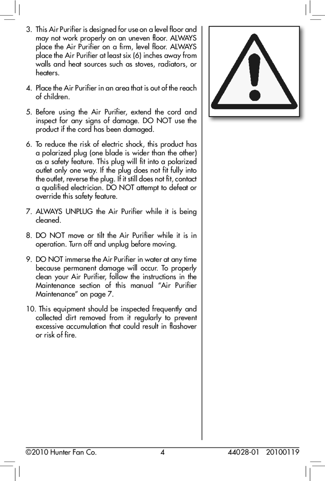 Hunter Fan 44028-01, 30841 owner manual 