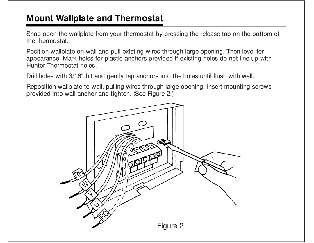 Hunter Fan 44150 manual Mount Wallplate and Thermostat 