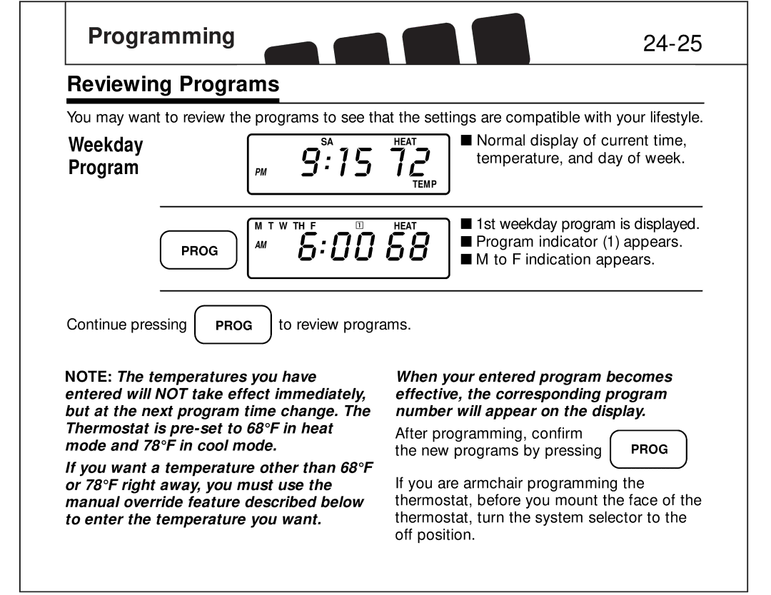 Hunter Fan 44150 manual 24-25, Reviewing Programs 