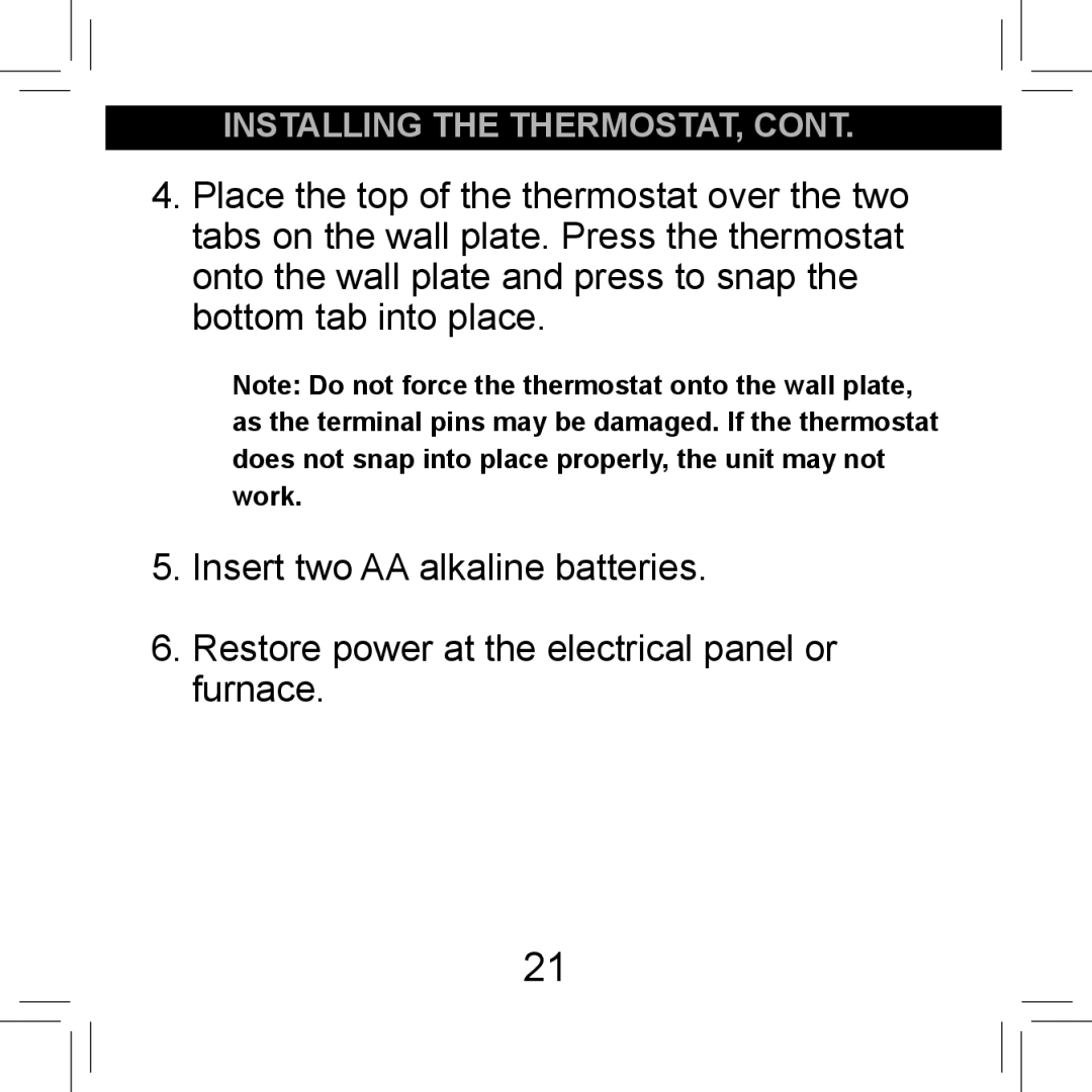 Hunter Fan 44155C operation manual Installing the thermostat 