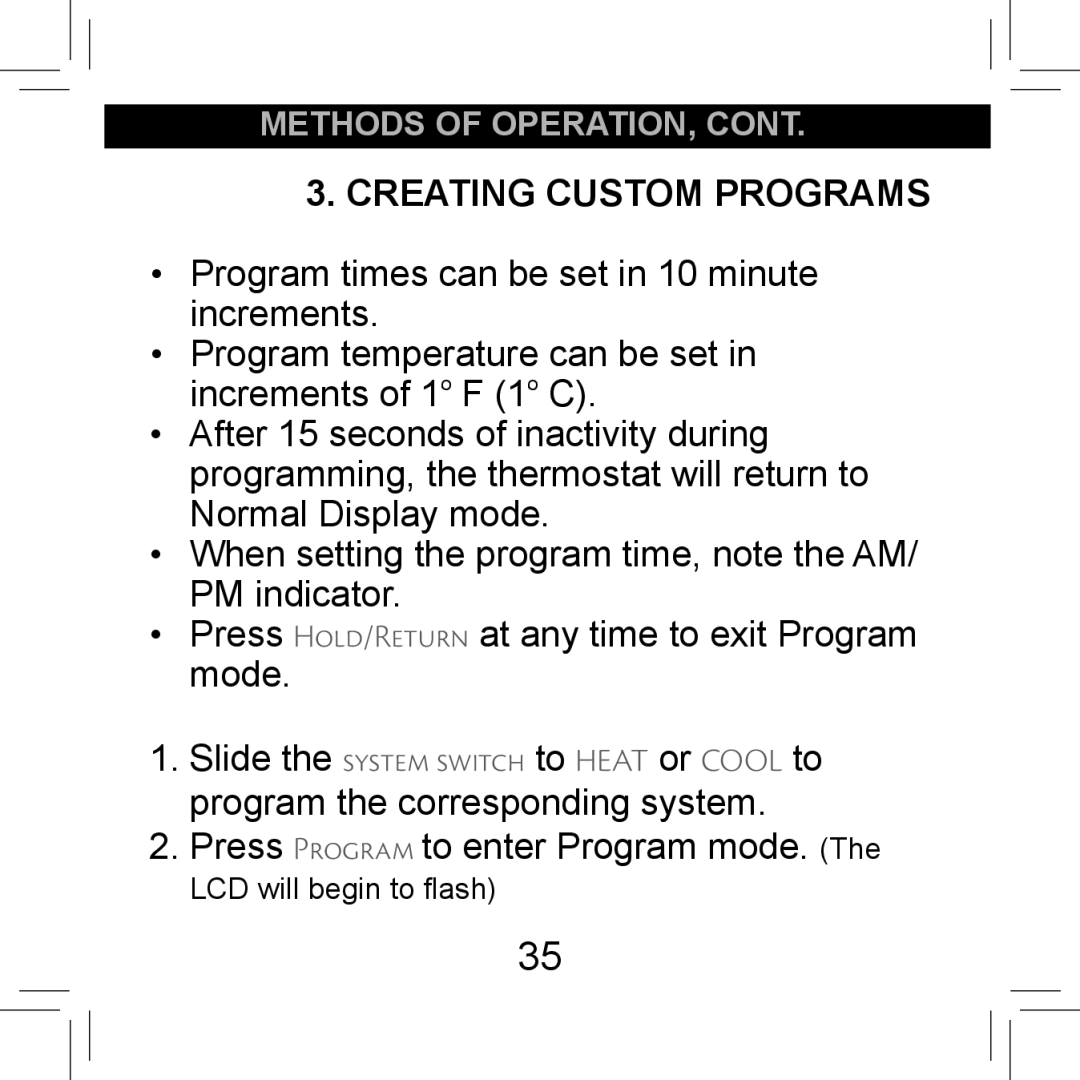 Hunter Fan 44155C operation manual Creating Custom Programs 