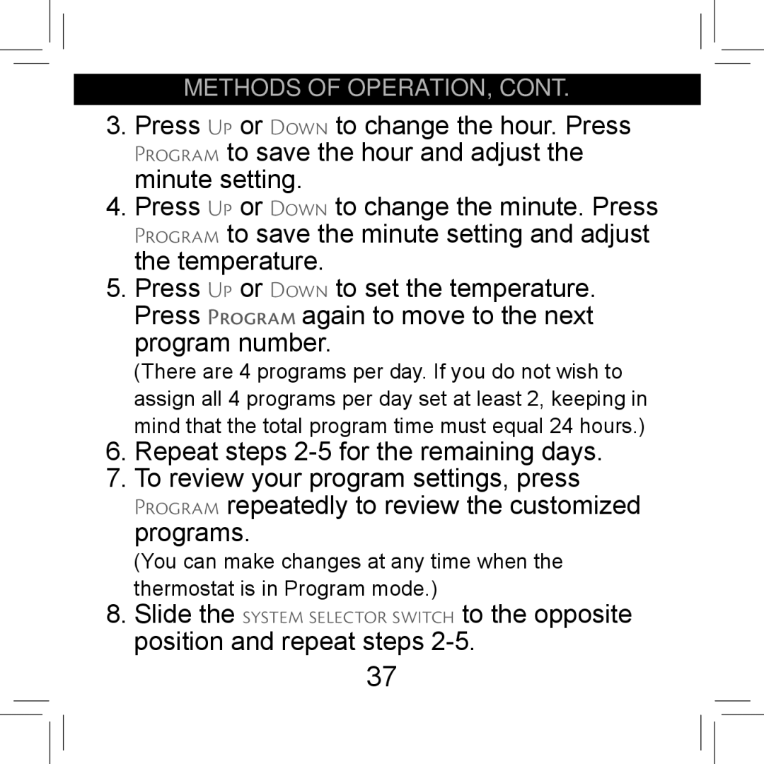 Hunter Fan 44155C operation manual Methods of operation 