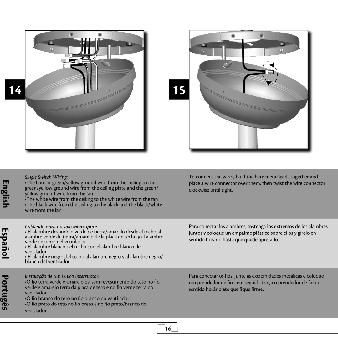 Hunter Fan 44270 installation manual Portugês 