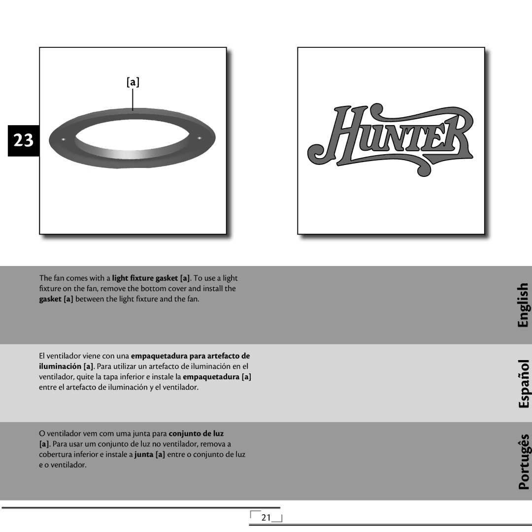 Hunter Fan 44270 installation manual Portugês Español English 