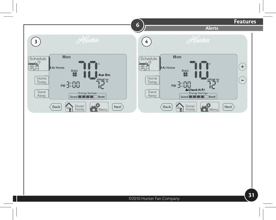 Hunter Fan 44377, 44372 owner manual Alerts 