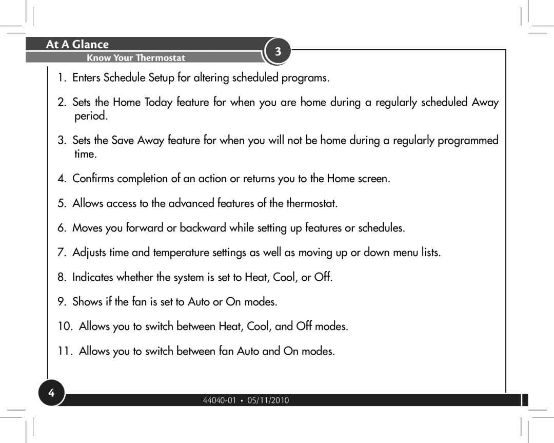 Hunter Fan 44372, 44377 owner manual Enters Schedule Setup for altering scheduled programs 