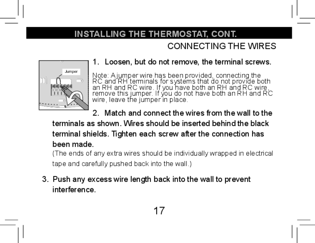 Hunter Fan 44377W operation manual Installing the thermostat 