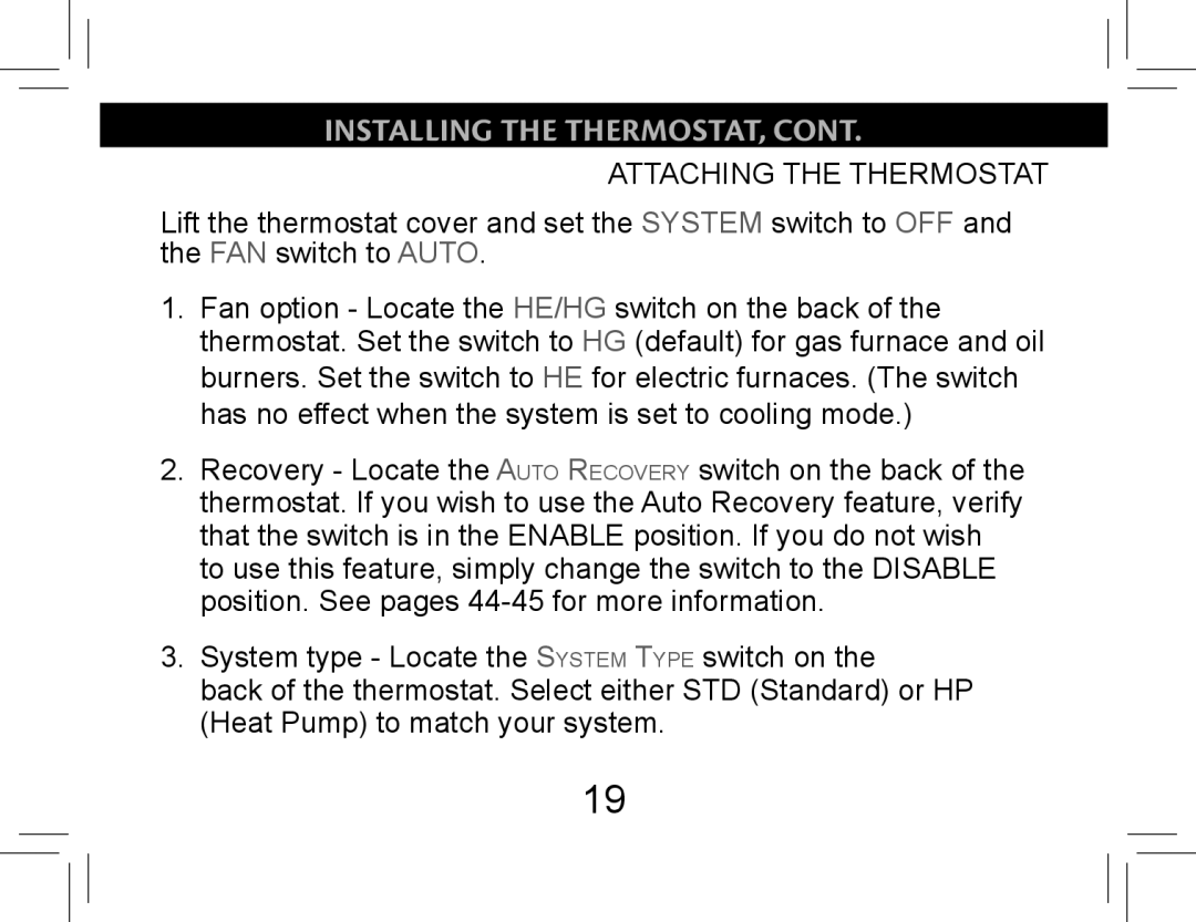 Hunter Fan 44377W operation manual Attaching the Thermostat 