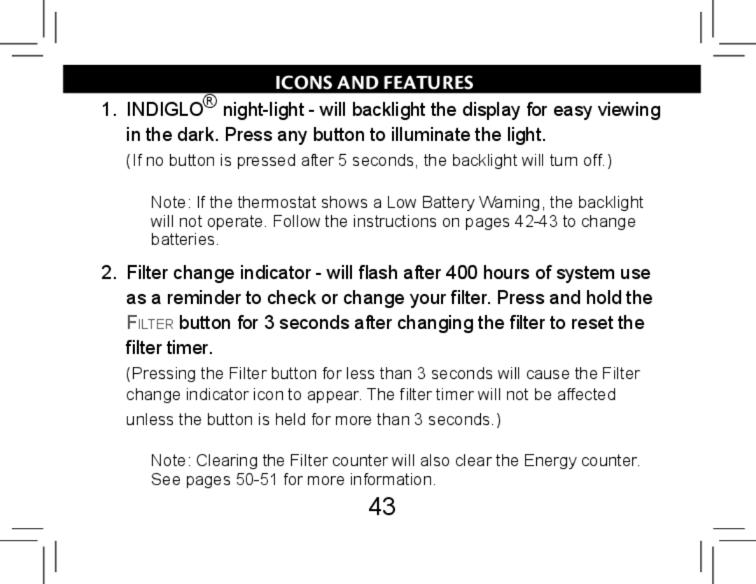 Hunter Fan 44377W operation manual Icons and Features 