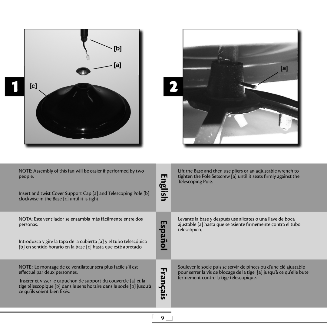 Hunter Fan 44803, 97122, 97121 installation manual Levante la base y después use alicates o una llave de boca 