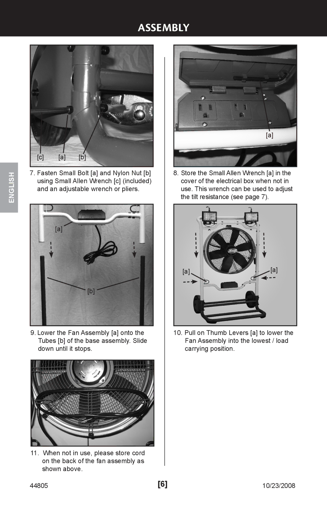 Hunter Fan 44805, 90235 installation manual Assembly 