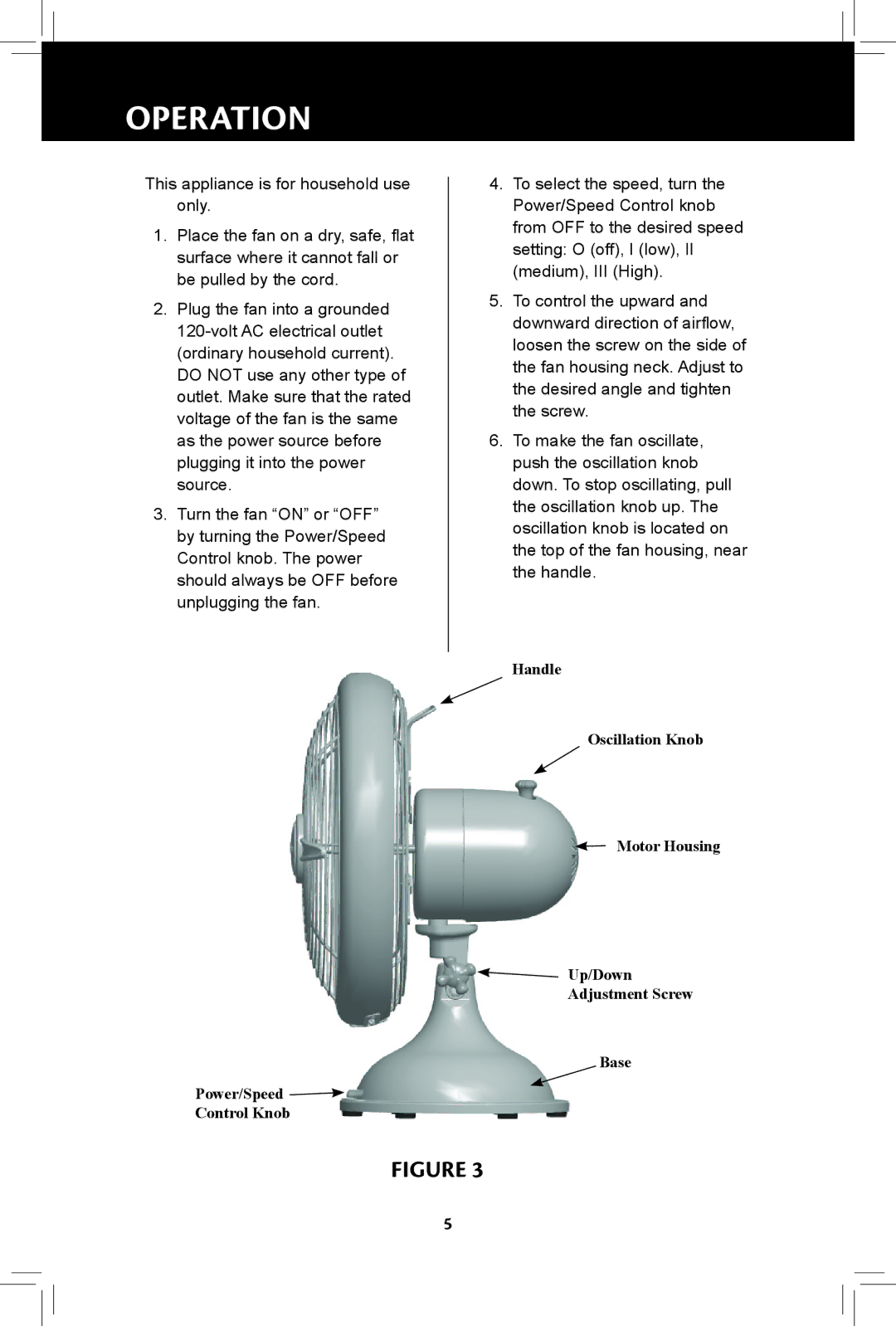 Hunter Fan 20091104, 44828-01, 90408 manual Operation, Power/Speed Control Knob 