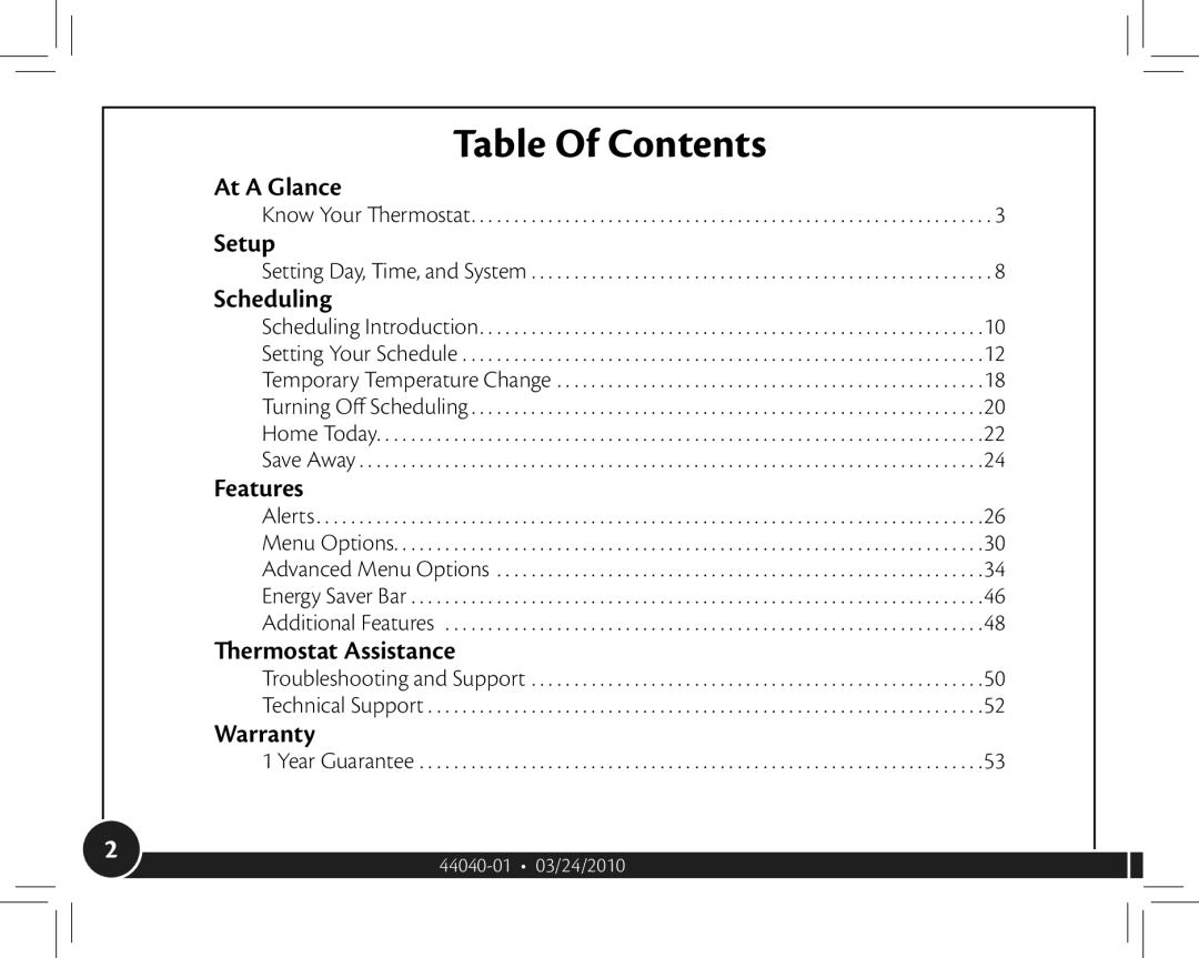 Hunter Fan 44905 owner manual Table Of Contents 