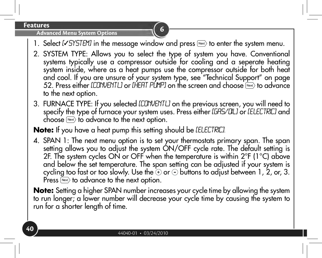 Hunter Fan 44905 owner manual Advanced Menu System Options 