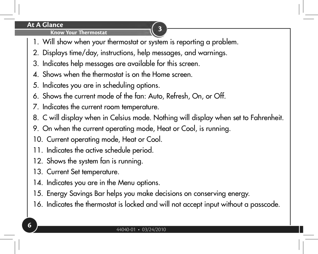 Hunter Fan 44905 owner manual Displays time/day, instructions, help messages, and warnings 