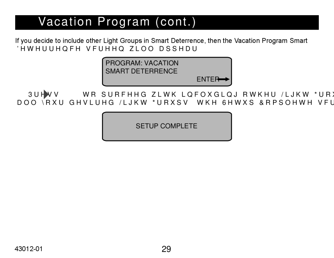 Hunter Fan 45051 operation manual Program Vacation Smart Deterrence Enter 