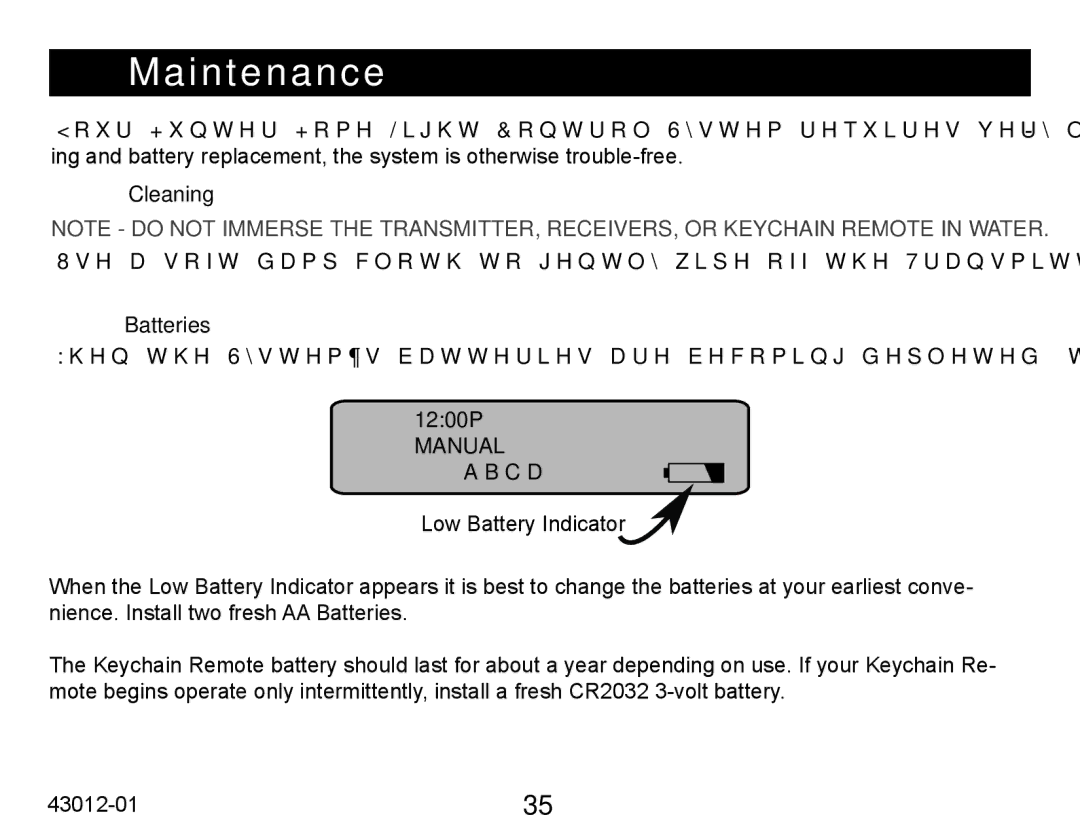 Hunter Fan 45051 operation manual Maintenance, Cleaning, Batteries 