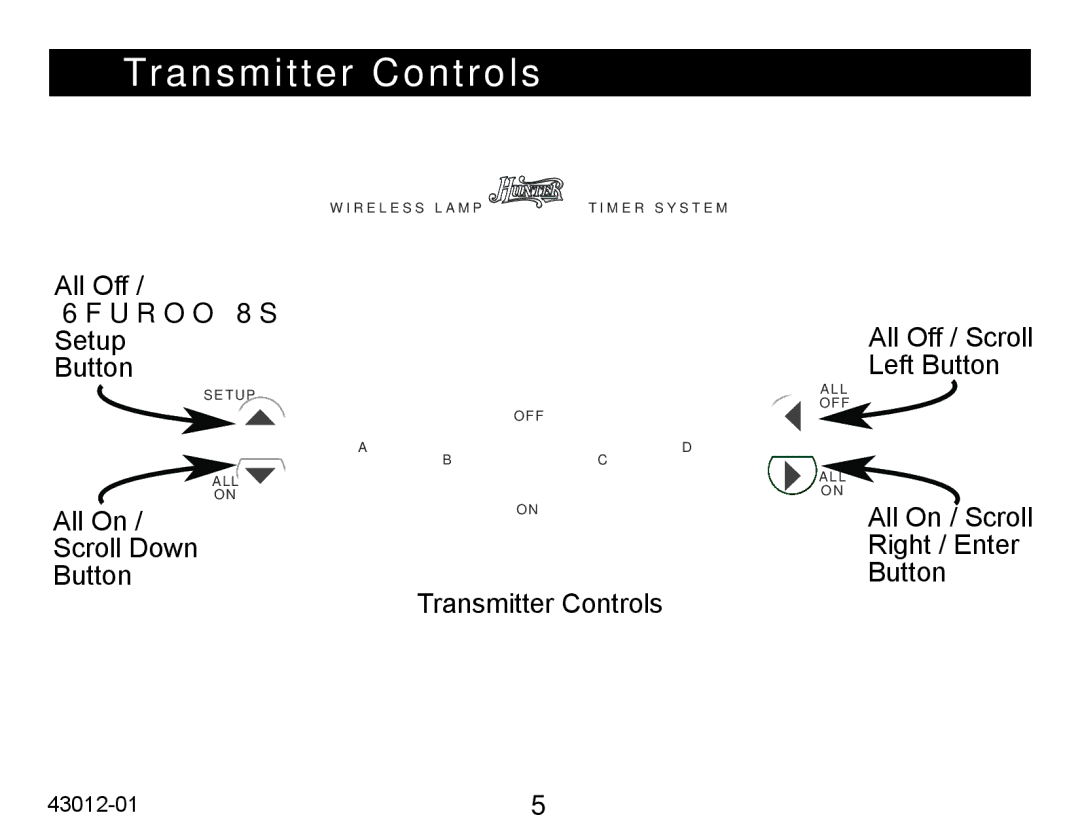 Hunter Fan 45051 operation manual Transmitter Controls 