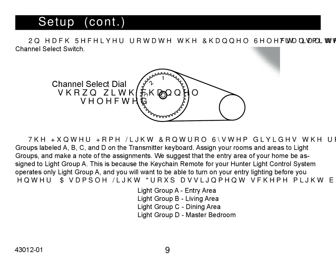 Hunter Fan 45051 operation manual Channel Select Dial shown with channel 3 selected 