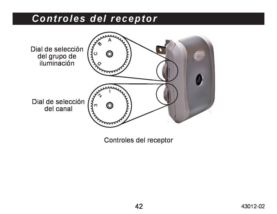 Hunter Fan 45051 Controles del receptor, Dial de selección del grupo de iluminación, Dial de selección del canal 