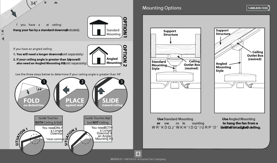 Hunter Fan 52089, 52087, 52086, 52090, 52085, 52081, 52082, 52080 operation manual Mounting Options 