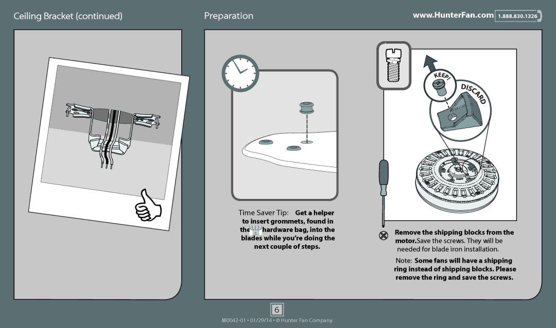 Hunter Fan 52105, 52107, 52106, 53237, 53236 operation manual Preparation 