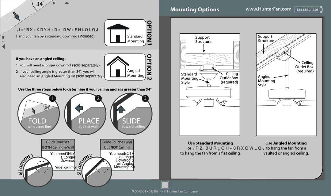 Hunter Fan 53058, 53089, 53061, 53060, 53059 operation manual Mounting Options 