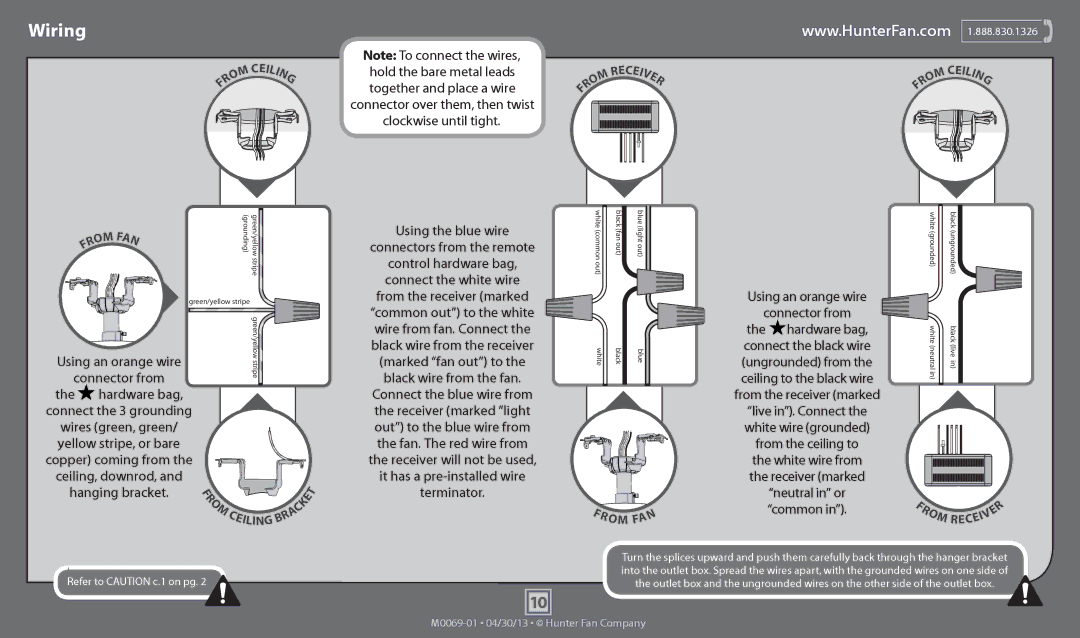 Hunter Fan 53115, 53114, 53116, 53117 operation manual Wiring 