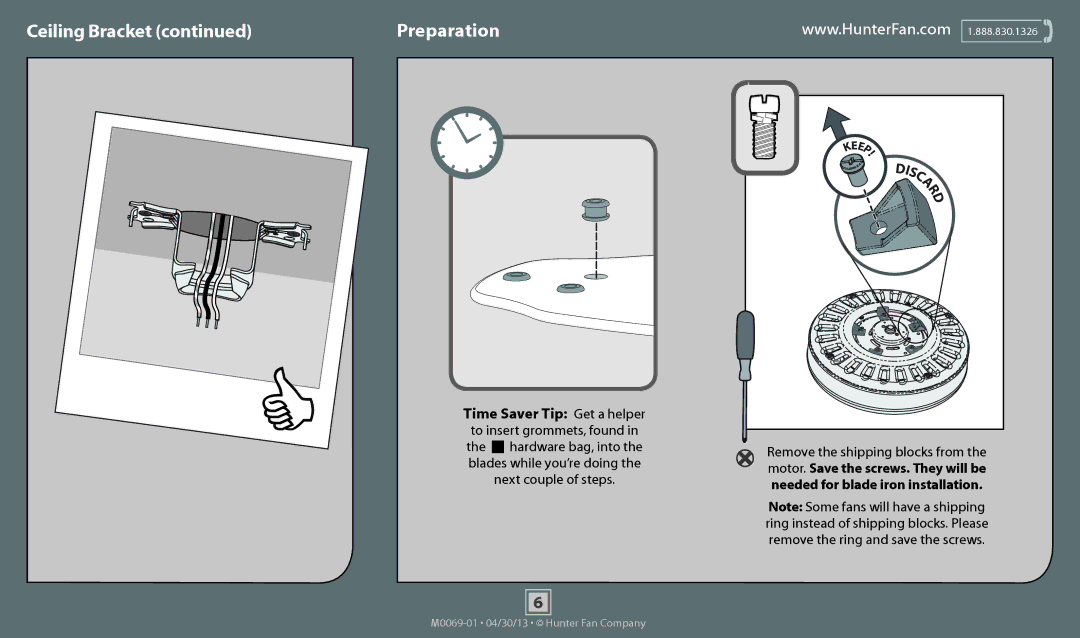 Hunter Fan 53115, 53114, 53116, 53117 operation manual Preparation 