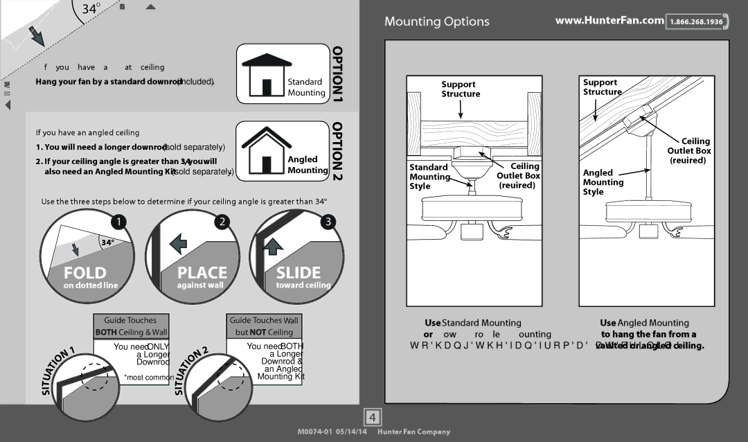 Hunter Fan 54014, 54015, 54016, 54017, 54018 operation manual Mounting Options 