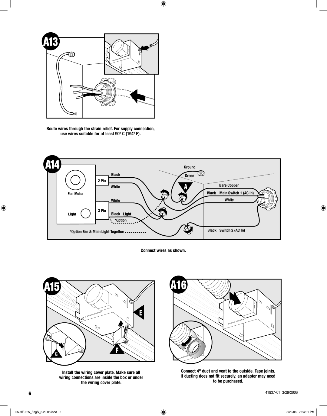 Hunter Fan 81003, 81001 manual A14, A15 