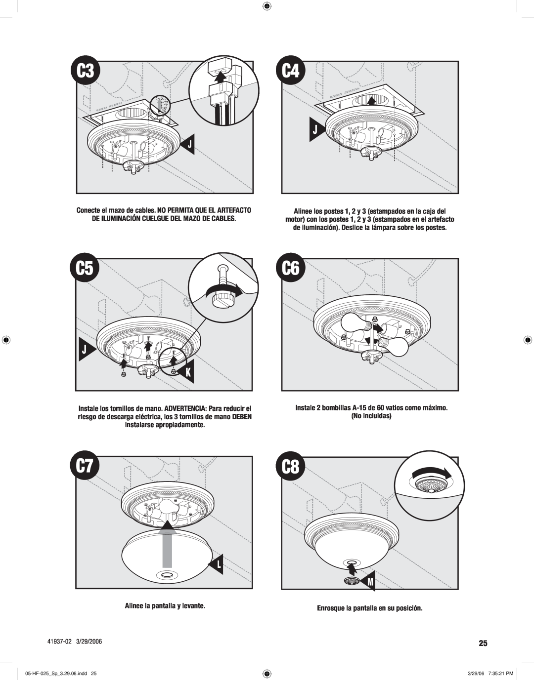 Hunter Fan 81001, 81003 manual De Iluminación Cuelgue Del Mazo De Cables 