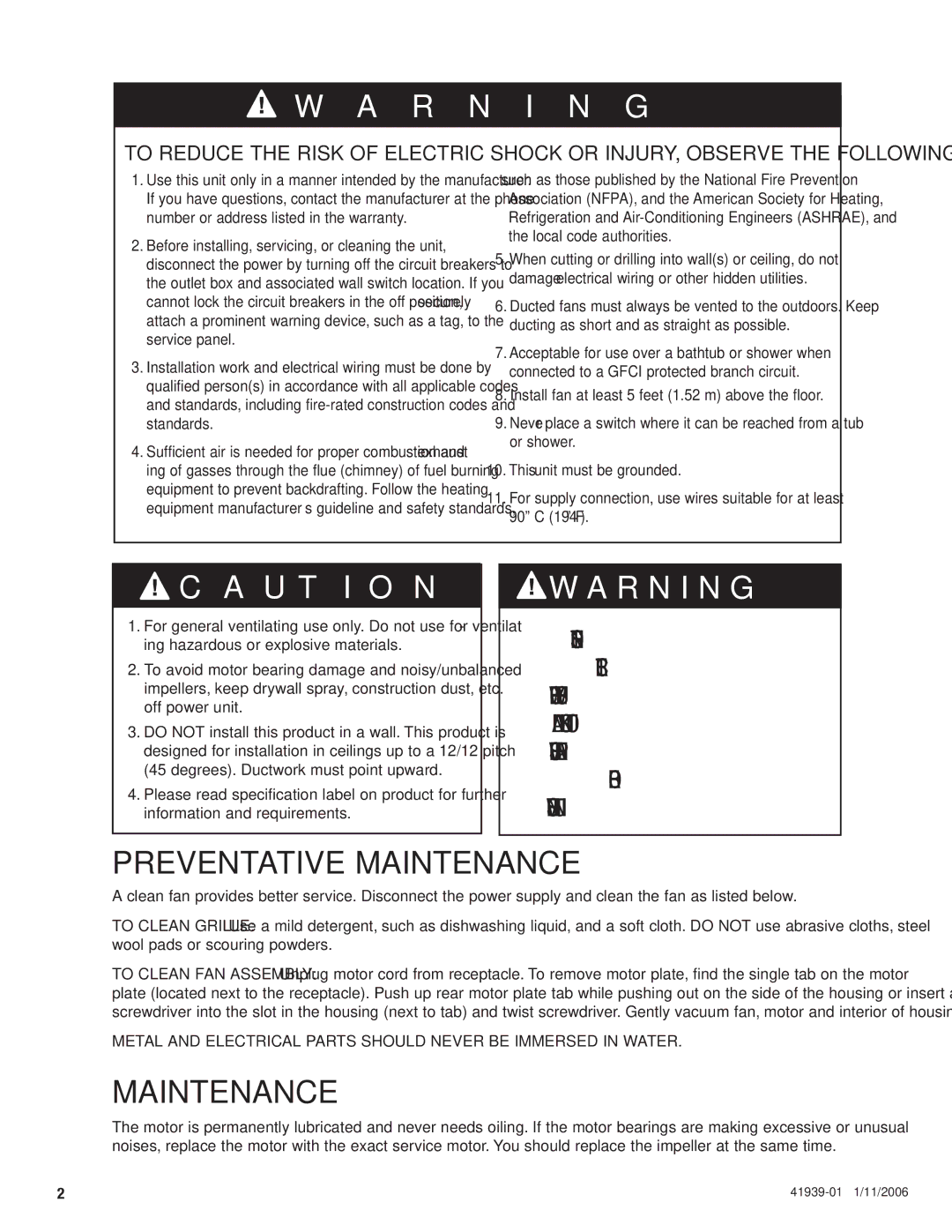 Hunter Fan 81003 manual Preventative Maintenance 