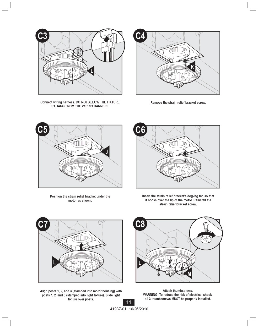 Hunter Fan 81003 manual To Hang from the Wiring Harness 