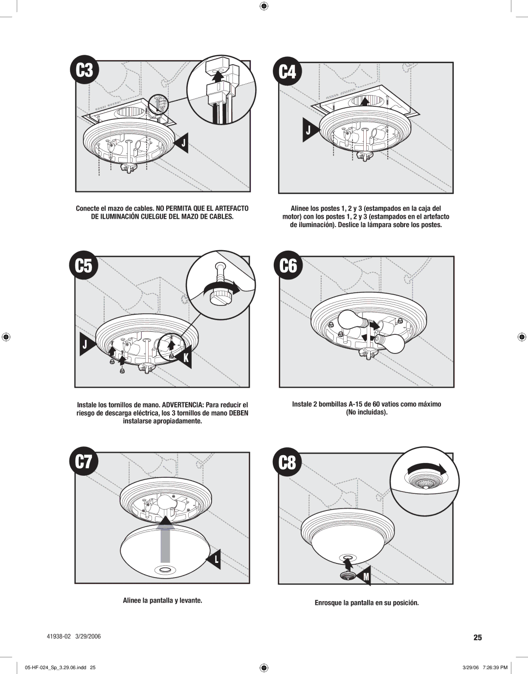 Hunter Fan 81002, 81005 manual DE Iluminación Cuelgue DEL Mazo DE Cables 