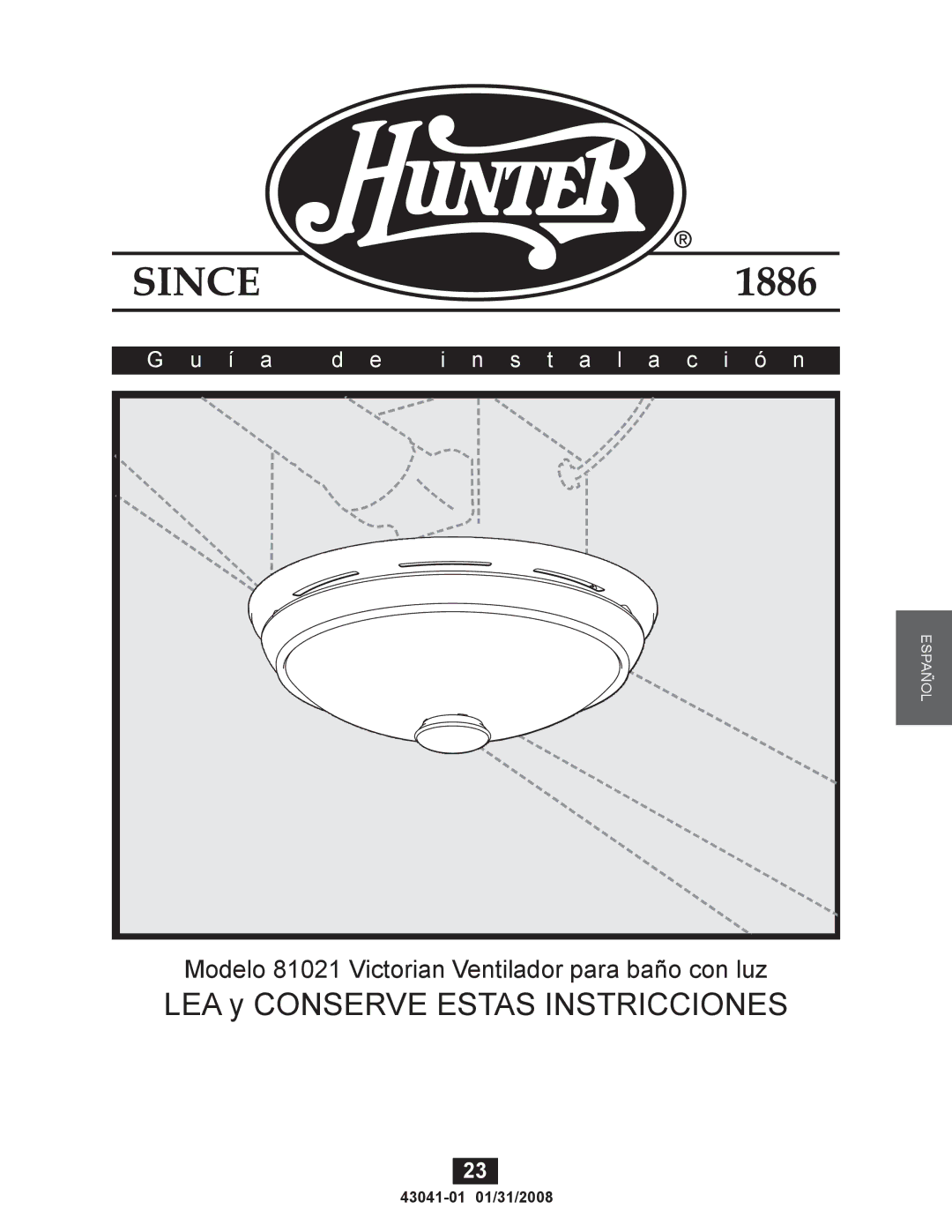 Hunter Fan 43041-01, 81021 manual Í a S t a l a c i ó n 