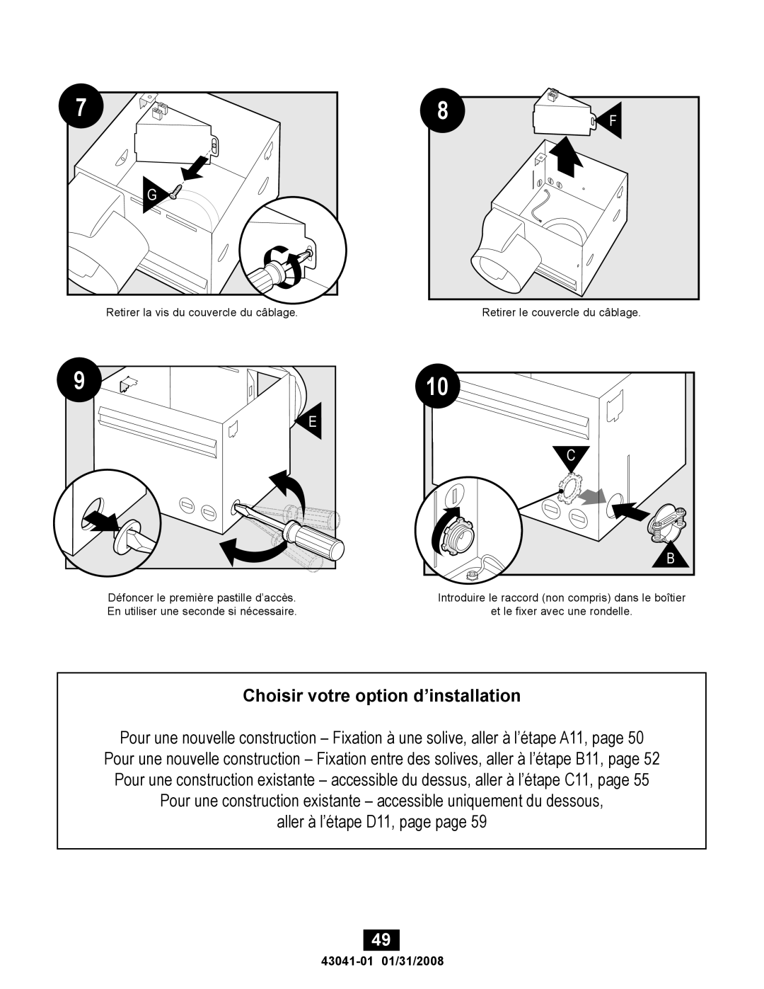 Hunter Fan 43041-01, 81021 manual Choisir votre option d’installation 