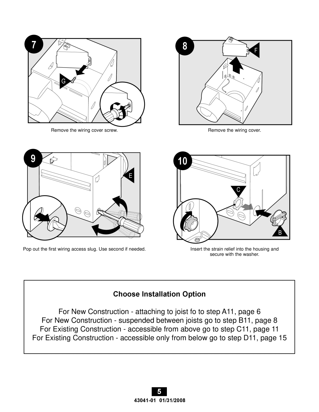 Hunter Fan 43041-01, 81021 manual Choose Installation Option 