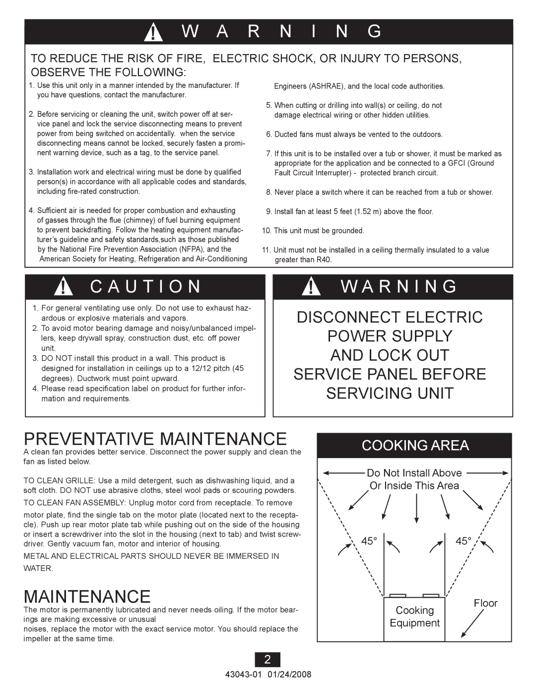 Hunter Fan 81030 manual Preventative Maintenance 