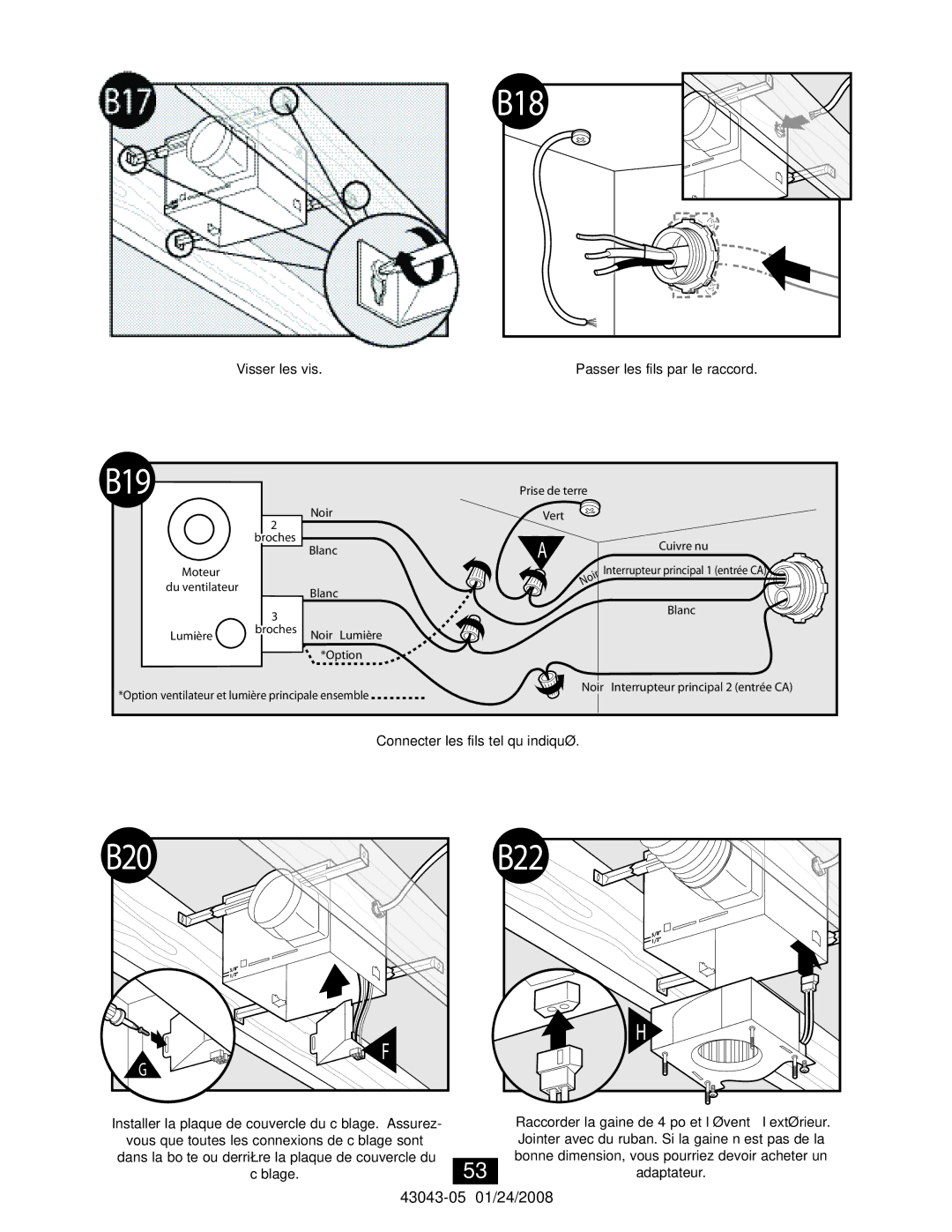 Hunter Fan 81030 manual B18, B19 