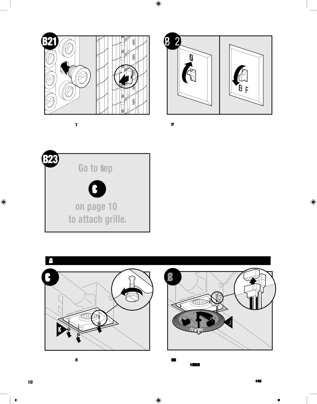 Hunter Fan 82003 manual B22, B23, Attaching the Grille 