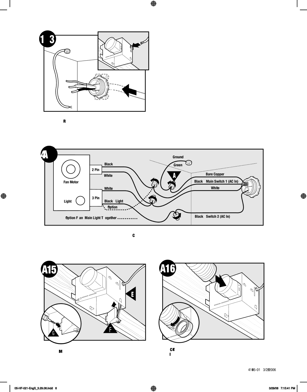 Hunter Fan 82003 manual A14, A15 