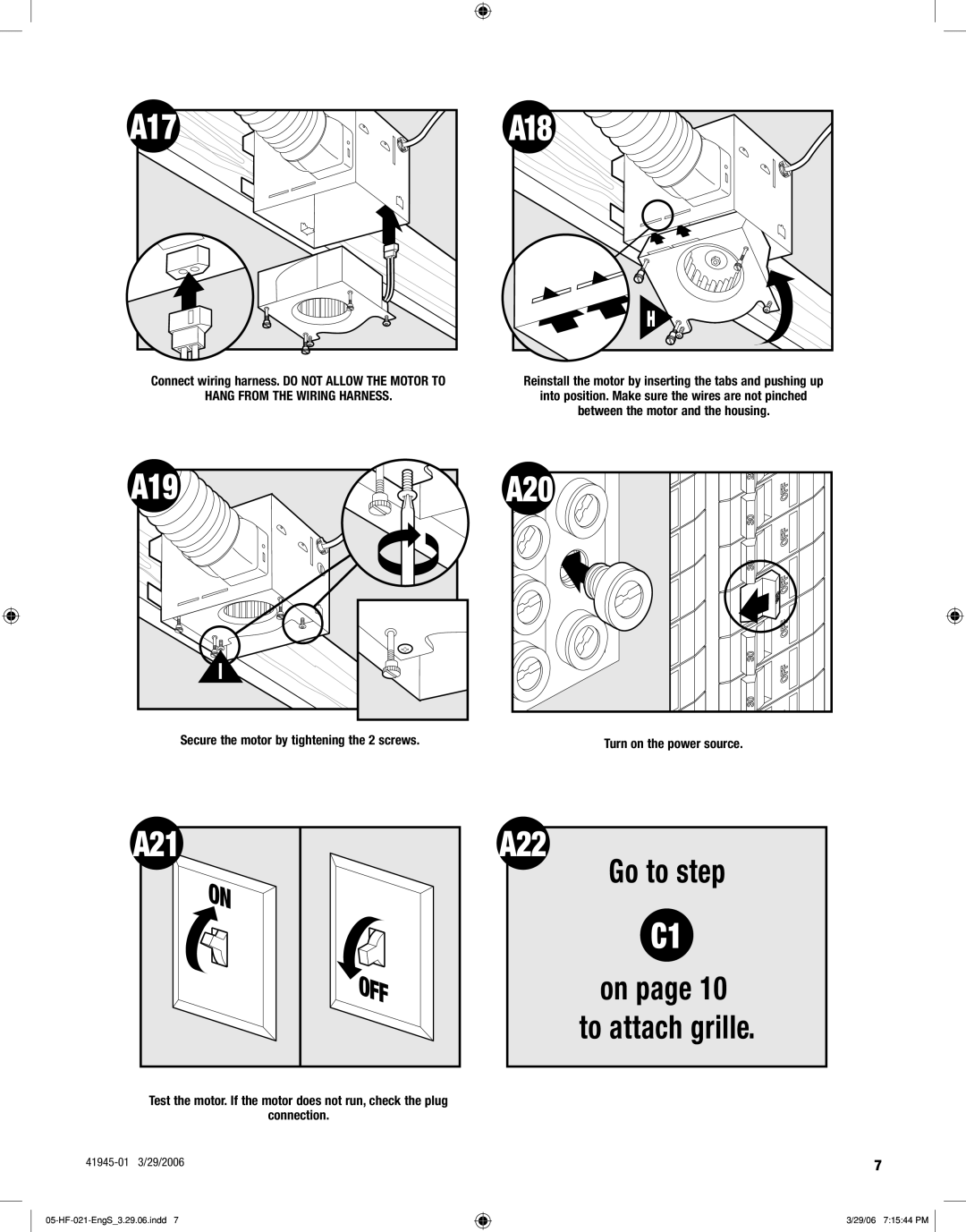 Hunter Fan 82003 manual A18, A19, A21 A22 