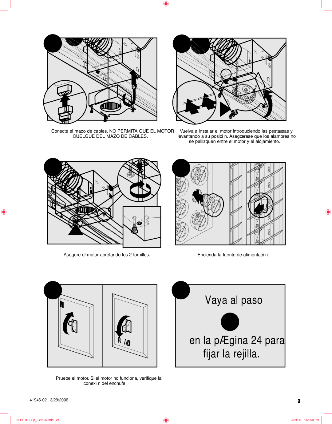 Hunter Fan 82004 manual A21, Vaya al paso 