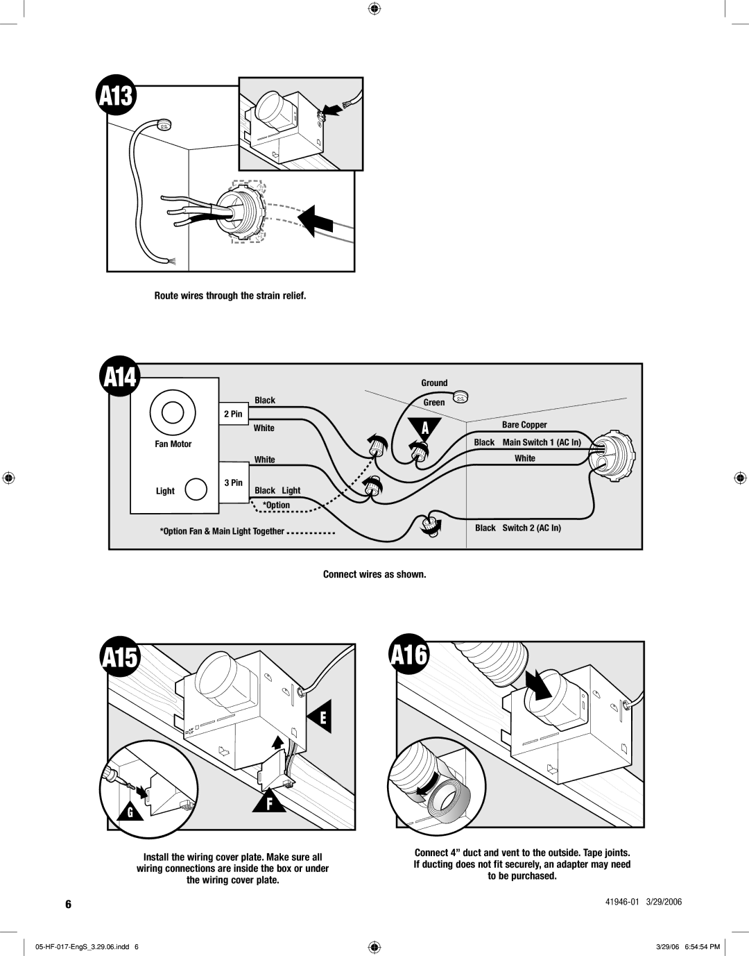 Hunter Fan 82004 manual A14, A15 