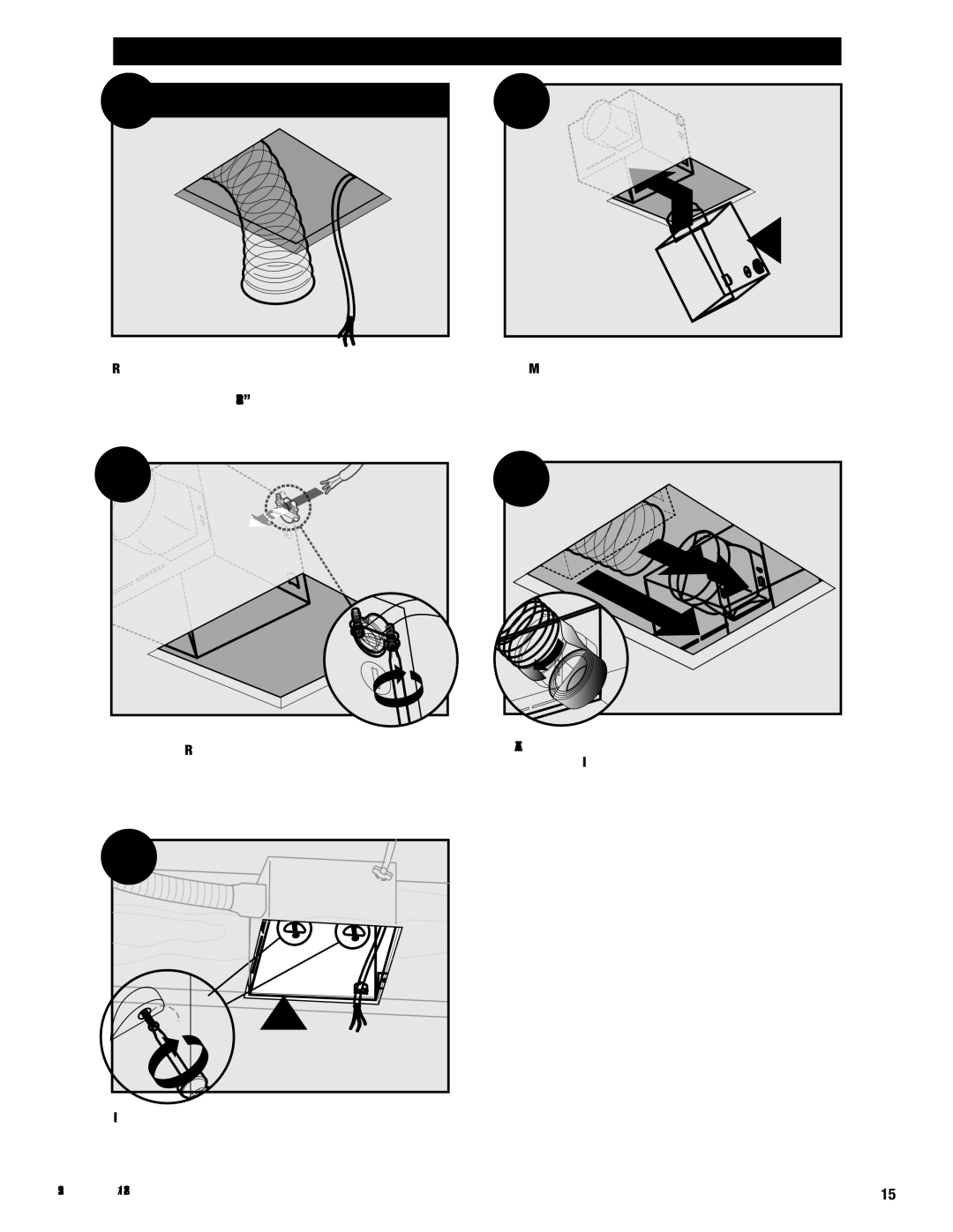 Hunter Fan 82023 manual D11, D12, D13, D15, Existing Construction accessible only from below 