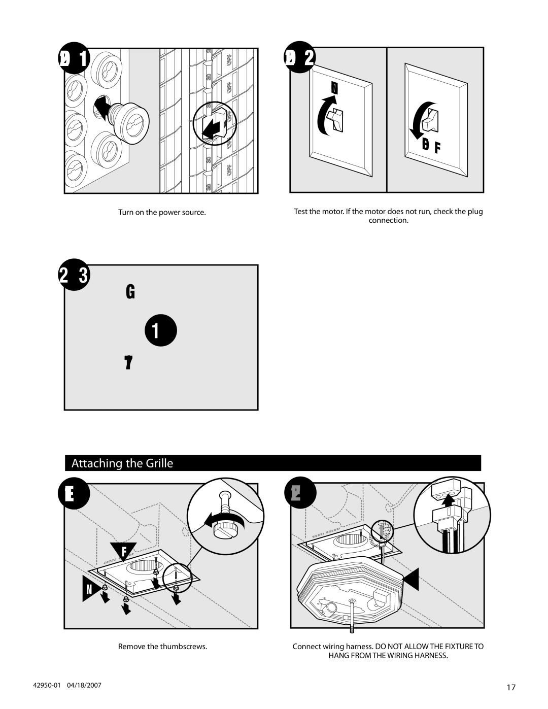 Hunter Fan 82023 manual D22, D23, Attaching the Grille 