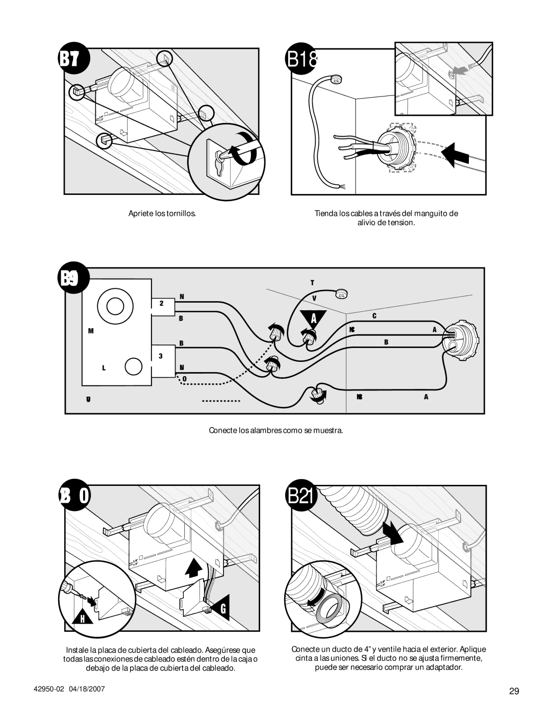 Hunter Fan 82023 manual Apriete los tornillos 