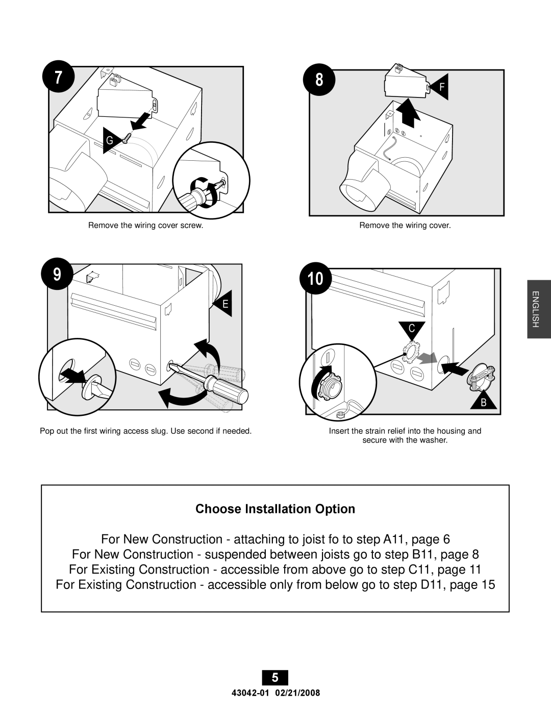 Hunter Fan 43042-01, 82048 manual Choose Installation Option 