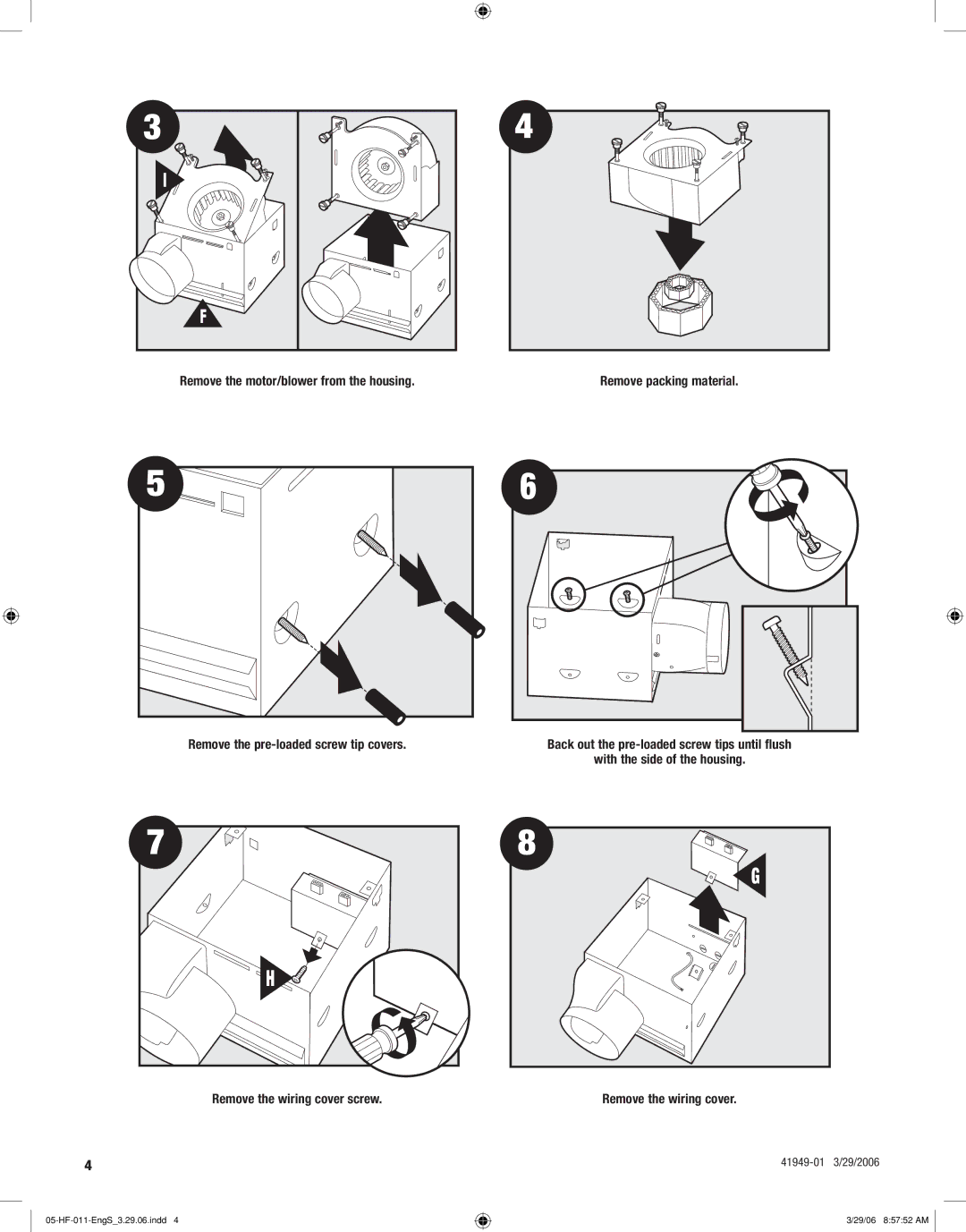 Hunter Fan 83001 manual Remove the motor/blower from the housing 